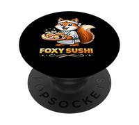 Foxy Sushi Funny Chef Fox Illustration PopSockets Adhesive PopGrip