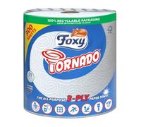 Foxy Tornado 3Ply Strong All Purpose Kitchen Roll/Towel | 300 Sheets per Roll | Triple Layer | Food Safe | Hygenic | Made with 100% Renewable Energy (1 ROLL)