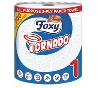 Foxy Tornado Kitchen Roll (Pack of 1) - Ultra Absorbent 3-Ply Kitchen Towel with Vortex Embossing - 300 Extra-Large Sheets Per Jumbo Roll (240 x 226mm) - Strong & Reliable - FSC® Certified