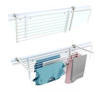 foxydry Balcony Foldable Clothes Drying Rack, Outdoor Laundry Rack for Terraces, Balconies, and Railings in Stainless Steel and Aluminum - Length 118 cm