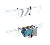 foxydry Duo, balcony and railing clothes airer, folding, 32 in | in aluminium and stainless steel, foldable, rustproof, space-saving, for outdoor use and terraces, supports 33 lb, anthracite
