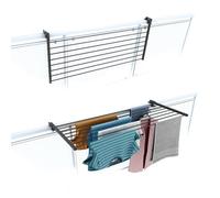 Foxydry Duo Outdoor Folding Balcony Airer, Heavy Duty Stainless Steel and Aluminium Balcony Airer for Balcony Railing, Patio, Anthracite, Length 118 cm