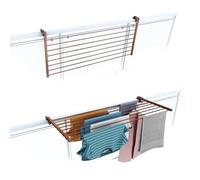 Foxydry Duo Outdoor Folding Balcony Airer, Heavy Duty Stainless Steel and Aluminium for Balcony Railing, Terrace, Corten Finish, Length 118 cm