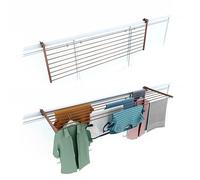 Foxydry, Duo Folding Clothes Airer for Outdoor Railing Heavy Duty Stainless Steel and Aluminium for Patios, Balconies and Railings, Length 162 cm (Brown, 162 cm)