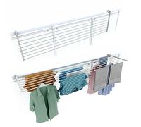 Foxydry, Foldable Outdoor Drying Rack, Made of Stainless Steel and Aluminium, Duo, for Terrace, Balcony and Railing, Length 202 cm (White, 202 cm)