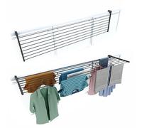 Foxydry, Duo Folding Clothes Airer for Outdoor Railing, Heavy Duty, Stainless Steel and Aluminium, for Patios, Balconies and Railings, Length 202 cm (Anthracite, 202 cm)