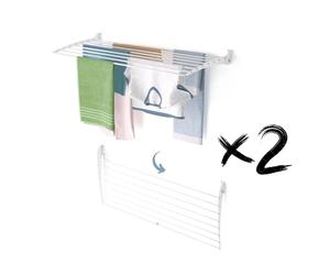 foxydry Fold 120 Folding Vertical Clothes Airer for Indoor and Outdoor Use in Aluminium and Steel 118 x 50 x 50 cm (White - Closing Down, 2 x Fold 120)