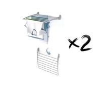 foxydry Fold, wall mounted clothes airer, folding space saving, 24 in X2 | made of aluminium and stainless steel, folds downward, rustproof, for terraces and balconies, supports 22 lb, grey