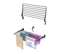 foxydry Fold Wall Mounted Clothes Drying Rack, Black Folding and Rebaltable for Indoor or Outdoor Aluminium and Steel 100x50x57 cm / 39.3x19.6x22.4 in (100 cm, Black)