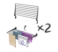 Foxydry Fold, wall mounted clothes airer, folding space saving, 39 in X2 | made of aluminium and stainless steel, folds upward, rustproof, for terraces and balconies, supports 22 lb, black