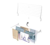 foxydry Fold Wall Mounted Clothes Drying Rack, Black Folding and Rebaltable for Indoor or Outdoor Aluminium and Steel 116x50x57 cm / 45.6x19.6x22.4 in (120 cm, White)
