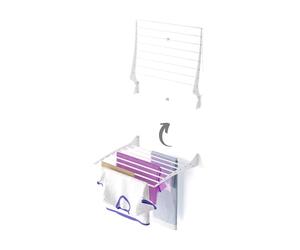 foxydry Fold Wall Mounted Clothes Drying Rack, Black Folding and Rebaltable for Indoor or Outdoor Aluminium and Steel 60x50x57 cm / 23.6x19.7x22.4 in (60 cm, White)