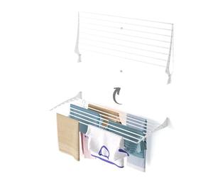 foxydry Fold Wall Mounted Clothes Drying Rack, Black Folding and Rebaltable for Indoor or Outdoor Aluminium and Steel 116x50x57 cm / 45.6x19.6x22.4 in (120 cm, White)