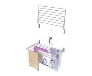 foxydry Fold, Wall Mounted Drying Rack, Vertical Drying Rack, Folding Indoor and Outdoor Aluminium and Steel 80x50x57 cm (1x, 80 cm)