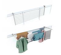 foxydry Folding Balcony Airer, Heavy Duty Outdoor Railing Airer in Stainless Steel and Duo Aluminum, for Patios, Balconies and Railings - Length 162 cm (White, 162 cm)