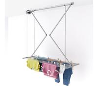 foxydry Mini, Ceiling Mounted Pulley Clothes Airer, Clothes Drying Rack, Vertical Folding Laundry Drying Rack in aluminium and steel 59.84x21.2x9.84 in (Grey, 150)
