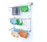 Foxydry Tower 128 Cm Grey, Heavy-Duty Clothes Airer With Foldable Racks, Rust-Resistant Frame, Right-Hand Clutch
