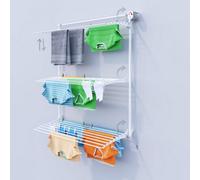 foxydry Tower Vertical Retractable Clothes Airer for Indoor and Outdoor Use (White Right, 128 cm)