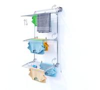 foxydry Tower Wall Mounted Vertical Clothes Airer Wall Mounted Retractable Indoor Outdoor Clothes Airer (88 x 52 x 137 cm, Grey Right)