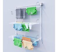 foxydry Tower Wall Mounted Clothes Drying Rack Vertical Wall Mounted Retractable Clothes Drying Rack for Indoor and Outdoor Use 152 x 52 x 137 cm (152 x 52 x 137 cm, Right White)