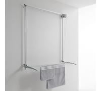 foxydry Wall Clothes Airer Wall Mounted Hanging Rail Vertical Folding Retractable Balcony Indoor and Outdoor 108 x 52 x 137 cm (Right Grey, 108 cm)