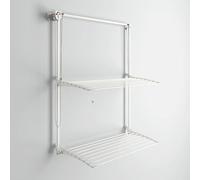 foxydry Wall Plus Wall Mounted Clothes Airer Vertical Wall Mounted Retractable Retractable Airer for Indoor and Outdoor (White, 128 cm / 50.4 in)