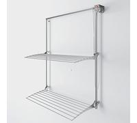 foxydry Wall Plus Wall Mounted Clothes Airer Vertical Wall Mounted Retractable Retractable Airer for Indoor and Outdoor (Grey Right, 128 cm / 50.4 in)