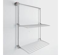 foxydry Wall Plus Wall Mounted Clothes Airer Vertical Wall Mounted Retractable Retractable Airer for Indoor and Outdoor (Grey, 88 cm / 34.6 in)