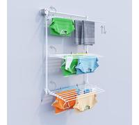 3-Tier Foldable Wall-Mounted Clothes Airers, Multi-Level Vertical Drying Rack