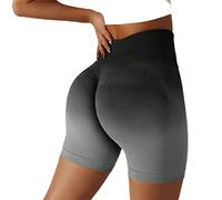 FOXYLIT Women's Gym Shorts Scrunch Bum High Waisted Tummy Control Butt Lifting Yoga Running Cycling Workout Shorts (as8, Alpha, s, Regular, Regular, Black Grey)
