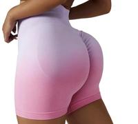 FOXYLIT Women's Gym Shorts Scrunch Bum High Waisted Tummy Control Butt Lifting Yoga Running Cycling Workout Shorts (as8, Alpha, m, Regular, Regular, Purple Pink)