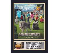 FoxyPrinting A Minecraft Movie Printed Autograph Poster - Jack Black & Jason Momoa Movie Wall Art - Minecraft Film Memorabilia Gift for Gamers, A4 Poster + Black Frame