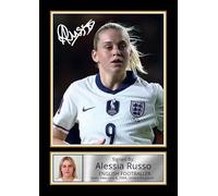 FoxyPrinting Alessia Russo Signed Autograph Poster Print - England Lioness - Framed or Unframed - Gift for Women’s Football Fans, A4 Poster + White Frame