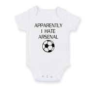 FoxyPrinting Apparently I Hate Arsenal - Personalised Baby Boy Girl Baby VestUnisex Short Sleeve Bodysuit (3-6 months)