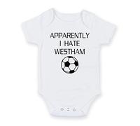 FoxyPrinting Apparently I Hate Westham - Personalised Baby Boy Girl Baby VestUnisex Short Sleeve Bodysuit (6-9 months)