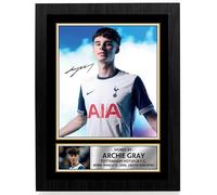 FoxyPrinting Archie Gray Tottenham Hotspur Poster Print - Autograph Style Wall Art - Framed or Unframed - Gift for Spurs Fans, A4 Poster + Black Frame