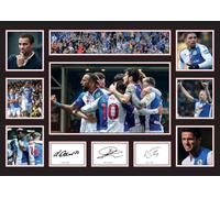 FoxyPrinting Blackburn Rovers FC Poster Print - Signed Team Collage with Tyrhys Dolan, Lewis Travis & Adam Forshaw - Framed or Unframed - Gift for Football Fans, A4 Poster Print (297x210mm)