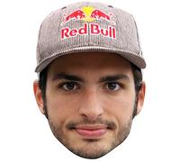 FoxyPrinting CARLOS SAINZ JR CAP JB - Formula 1 Driver Fancy Dress Cardboard Celebrity Cardboard Party Face Mask Fancy Dress