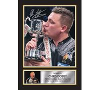 FoxyPrinting Chris Dobey Signed Autograph Poster Print - Darts Star Wall Art - Gift for Darts Fans, A3 Poster + Silver Frame