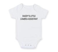 FoxyPrinting Daddy's Little Camera Assistant - Personalised Baby Boy Girl Baby VestUnisex Short Sleeve Bodysuit (3-6 months)