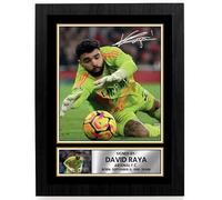 FoxyPrinting David Raya Poster Print - Signed Autograph Style Football Wall Art - Framed or Unframed - Gift for Fans, A4 Poster + Black Frame