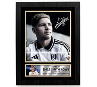 FoxyPrinting Emile Smith Rowe Fulham F.C. Poster Print - Signed Autograph Style Football Wall Art - Framed or Unframed - Gift for Fans, A3 Poster + Black Frame