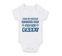 FoxyPrinting Football Grow - White Cotton Onesie “Born to Support Just Like Daddy” Soccer Ball Design - Gift for New Parents, Design-11, 0-3 months