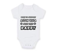 FoxyPrinting Football Grow - White Cotton Onesie “Born to Support Just Like Daddy” Soccer Ball Design - Gift for New Parents, Design-02, 0-3 months