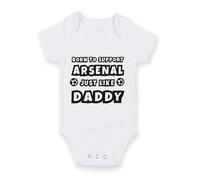 FoxyPrinting Football Grow - White Cotton Onesie “Born to Support Just Like Daddy” Soccer Ball Design - Gift for New Parents, Design-01, 12-18 months