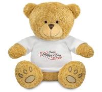 FoxyPrinting Happy Mother’s Day Teddy Bear - Red Accent Script Design Plush Toy - Soft Cuddly Gift for Mum - Mother’s Day Keepsake Present