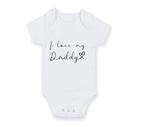 FoxyPrinting “I Love My Daddy” Baby Grow - Modern Script Baby Bodysuit - White Short Sleeve Cotton Romper - Newborn & Baby Gift