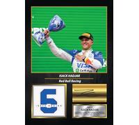 FoxyPrinting Isack Hadjar Signed Poster Print - Red Bull Racing F1 Wall Art - Printed Autograph Formula One Poster - Motorsport Fan Gift & Bedroom Decor, A3 Poster + Black Frame