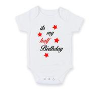 FoxyPrinting Its My Half Birthday - Personalised Baby Boy Girl Baby VestUnisex Short Sleeve Bodysuit (6-9 months)