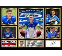 FoxyPrinting James Tavernier Signed Autograph Landscape Poster Print - Rangers FC Captain Wall Art - Football Gift for Fans, A3 Poster Print (420x297mm)